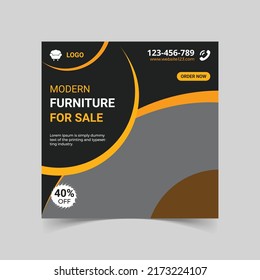 Furniture social media promotion post vector template design