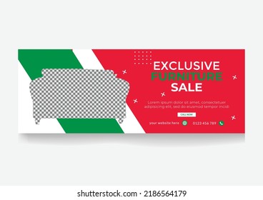 Furniture socila media cover page template. Minimalist furniture sale banner or social media post template