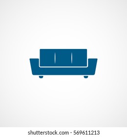 Furniture Sofa Blue Flat Icon On White Background
