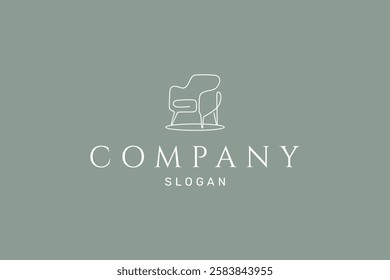 furniture sofa chair logo in continuous line design style