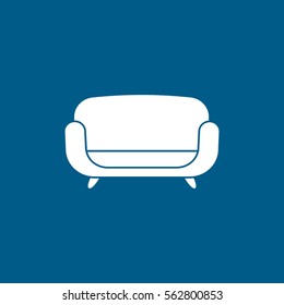 Furniture Sofa Flat Icon On Blue Background
