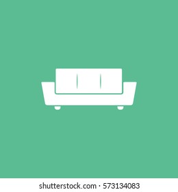 Furniture Sofa Flat Icon On Green Background