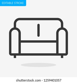 Furniture Sofa Icon Vector Editable Stroke Pixel Perfect
