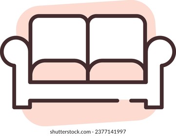 Furniture sofa, illustration or icon, vector on white background.