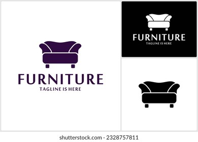 Furniture, Sofa, Interior, Flat Logo Design Illustration