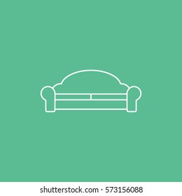Furniture Sofa Line Icon On Green Background