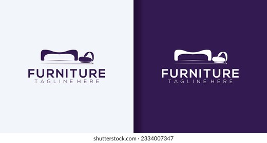 furniture sofa minimalist flat logo template vector illustration design