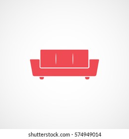 Furniture Sofa Red Flat Icon On White Background