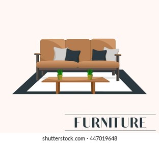 Furniture. Sofa with table