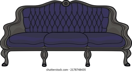 furniture, sofa vintage, flat illustration