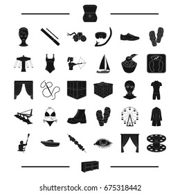 furniture, sport, equipment and other web icon in black style. recreation, agriculture icons in set collection.