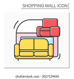 Furniture store color icon. Shop with special goods for houses. Furnishings and home accents. Modern, comfortable furniture. Shopping mall concept. Isolated vector illustration