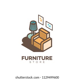 Furniture store logo design template. Vector illustration.