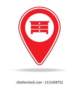 furniture store map pin icon. Element of warning navigation pin icon for mobile concept and web apps. Detailed furniture store map pin icon can be used for web and mobile on white background