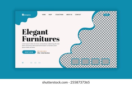 Furniture Store website landing page hero section and web banner user interface design template