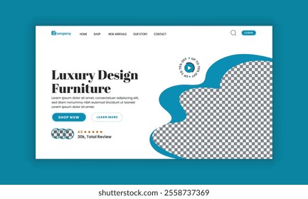 Furniture Store website landing page hero section and web banner user interface design template