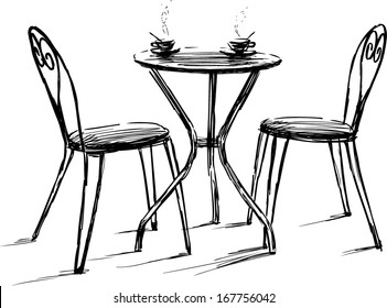 furniture in summer cafe