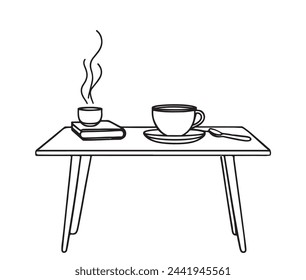furniture in summer cafe, sketch