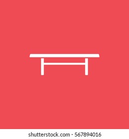 Furniture Table Flat Icon On Red Background