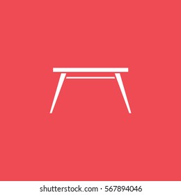 Furniture Table Flat Icon On Red Background