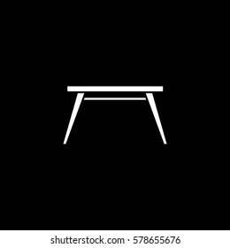 Furniture Table Flat Icon On Black Background