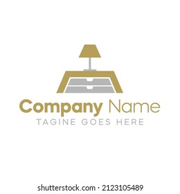 Möbeltisch und Logo-Design-Vorlage Premium Vektorgrafik