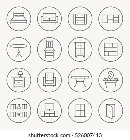 Furniture Thin Line Icon Set