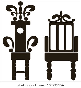 furniture of throne icons isolated on white background