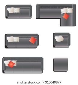 Furniture top view set 15 for interior,vector illustration