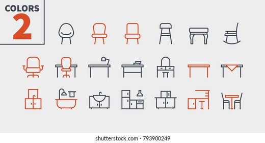 Furniture UI Pixel Perfect Well-crafted Vector Thin Line Icons Web Graphics and Apps with Editable Stroke. Simple Minimal Pictogram 