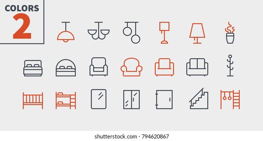 Furniture UI Pixel Perfect Well-crafted Vector Thin Line Icons Web Graphics and Apps with Editable Stroke. Simple Minimal Pictogram Part 3-3