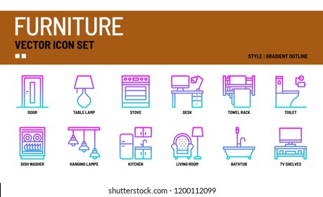 Furniture vector icon set.