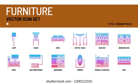 Furniture vector icon set.
