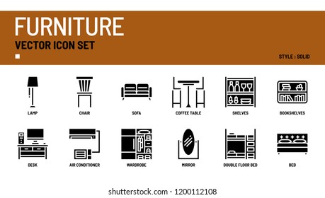 Furniture vector icon set.
