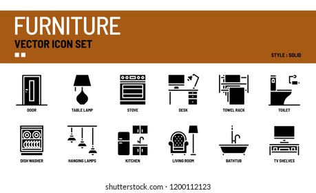 Furniture vector icon set.
