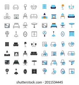 mobiliario vectorial icono sofá cocina luz