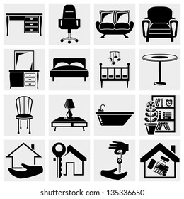 Furniture vector icons set.