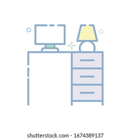 Furniture Vector illustration. Filled Outline Color Icon.