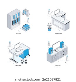 Furniture vector Isometric Illustration. Eps 10 File  Set 2
