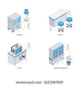 Furniture vector Isometric Illustration. Eps 10 File  Set 6
