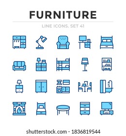 Furniture vector line icons set. Thin line design. Outline graphic elements, simple stroke symbols. Furniture icons