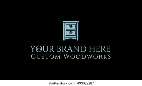 Furniture vector logo design. Cupboard illustration. Cabinet maker brand identity