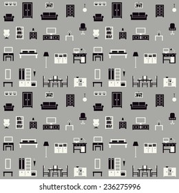 Furniture vector seamless pattern 1