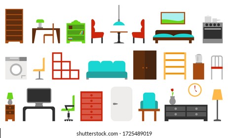 Mobiliario Vector Set 2d casa 