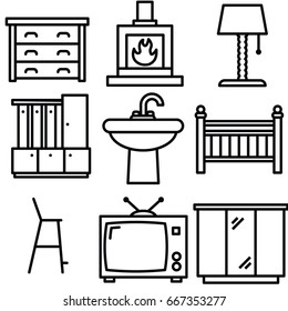 furniture vector thin line icon set