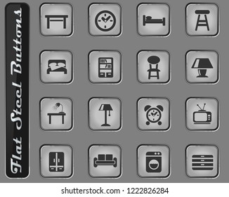 furniture vector web icons on the flat steel buttons