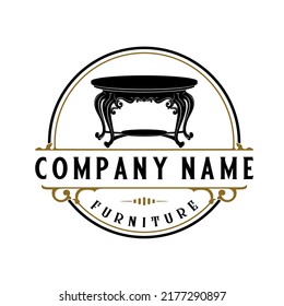 furniture vintage logo design. vintage table emblem concept. for carpentry, furniture and antique companies