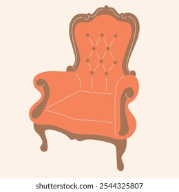 Sillón suave de la vendimia de los muebles en Vector. Icono interior para fondos de Anuncio del logotipo del diseño de la etiqueta engomada