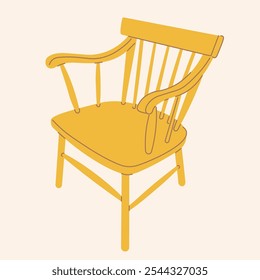 Sillón de madera vintage de los muebles en Vector. Icono interior para los fondos del Anuncio del logotipo del diseño de la etiqueta engomada del cartel