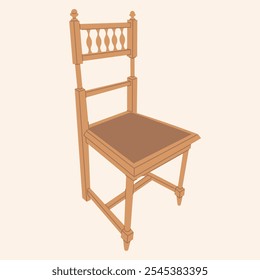 Silla de madera vintage de los muebles en estilo plano en Vector. Icono interior para los fondos del Anuncio del logotipo del diseño de la etiqueta engomada del cartel